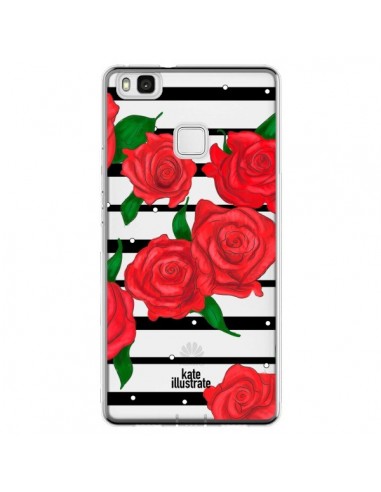 Coque Huawei P9 Lite Red Roses Rouge Fleurs Flowers Transparente - kateillustrate