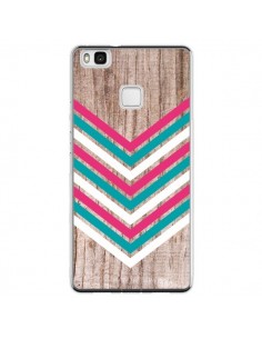 Coque Huawei P9 Lite Tribal Aztèque Bois Wood Flèche Rose...