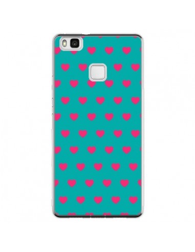 Coque Huawei P9 Lite Coeurs Roses Fond Bleu - Laetitia