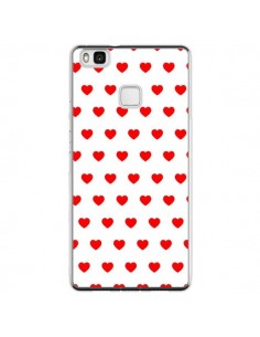 Coque Huawei P9 Lite Coeurs Rouges Fond Blanc - Laetitia
