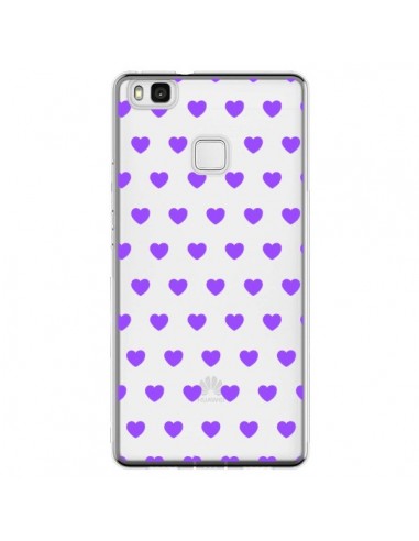 Coque Huawei P9 Lite Coeur Heart Love Amour Violet Transparente - Laetitia