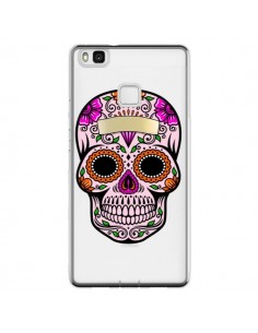 Coque Huawei P9 Lite Tête de Mort Mexicaine Noir Rose...