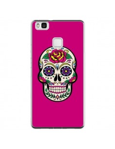 Coque Huawei P9 Lite Tête de Mort Mexicaine Rose Fushia -...
