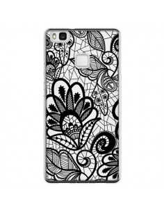 Coque Huawei P9 Lite Lace Fleur Flower Noir Transparente...