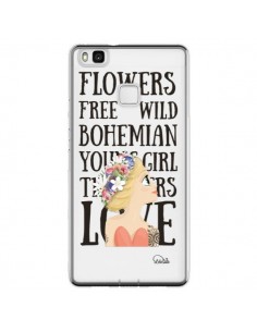 Coque Huawei P9 Lite Flowers Love Transparente - Lolo Santo