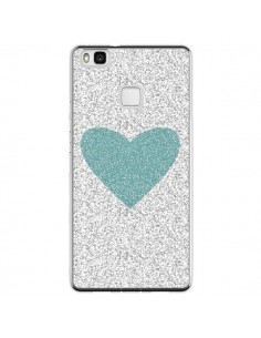 Coque Huawei P9 Lite Coeur Bleu Vert Argent Love - Mary...