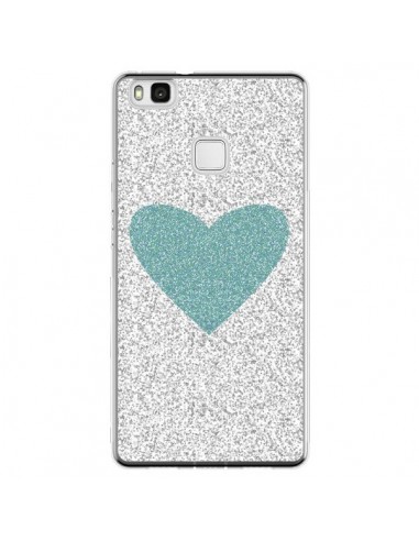 Coque Huawei P9 Lite Coeur Bleu Vert Argent Love - Mary Nesrala