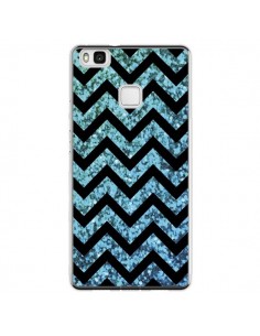 Coque Huawei P9 Lite Chevron Aqua Sparkle Triangle...