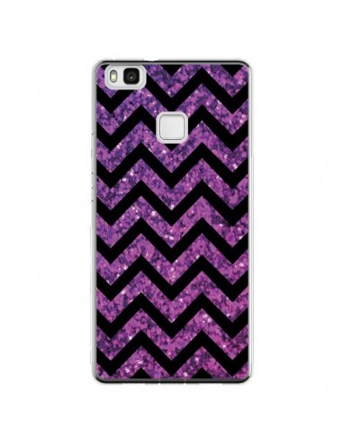 Coque Huawei P9 Lite Chevron Purple Sparkle Triangle Azteque - Mary Nesrala