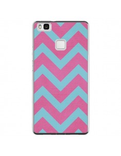 Coque Huawei P9 Lite Strawberry Chevron Rose Bleu - Mary...