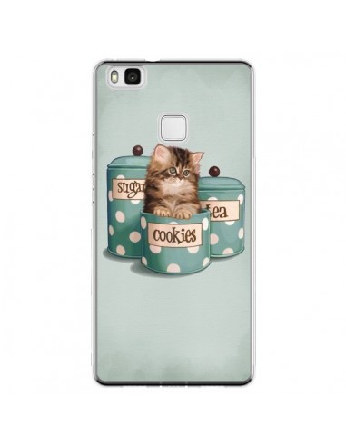 Coque Huawei P9 Lite Chaton Chat Kitten Boite Cookies Pois - Maryline Cazenave