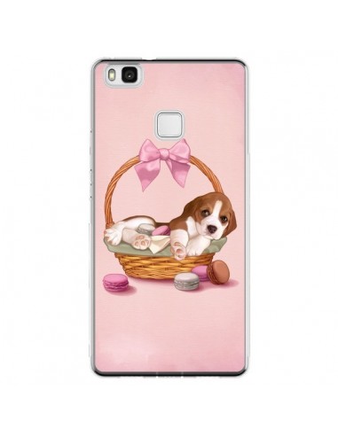 Coque Huawei P9 Lite Chien Dog Panier Noeud Papillon Macarons - Maryline Cazenave