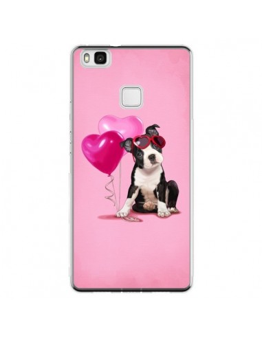 Coque Huawei P9 Lite Chien Dog Ballon Lunettes Coeur Rose - Maryline Cazenave