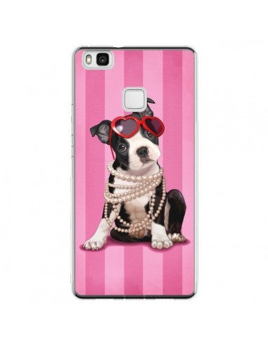 Coque Huawei P9 Lite Chien Dog Fashion Collier Perles Lunettes Coeur - Maryline Cazenave