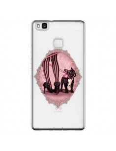 Coque Huawei P9 Lite Lady Jambes Chien Bulldog Dog Rose...
