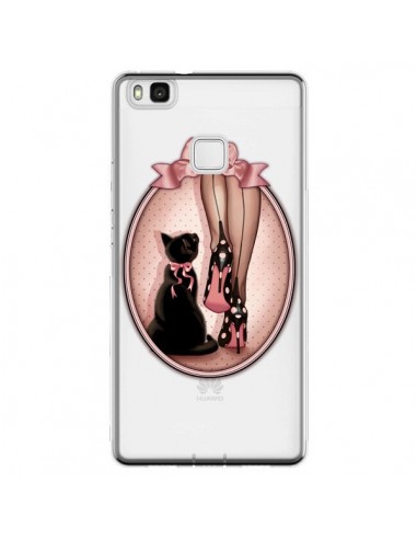 Coque Huawei P9 Lite Lady Chat Noeud Papillon Pois Chaussures Transparente - Maryline Cazenave