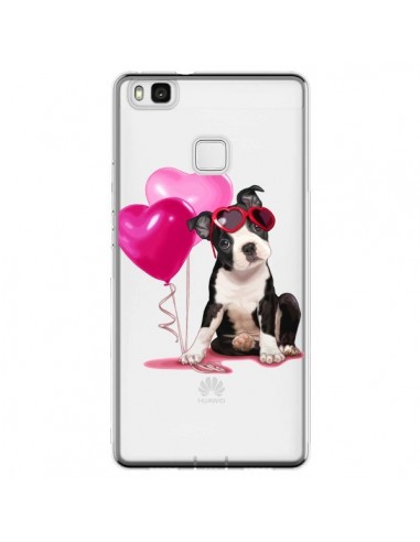 Coque Huawei P9 Lite Chien Dog Ballon Lunettes Coeur Rose Transparente - Maryline Cazenave