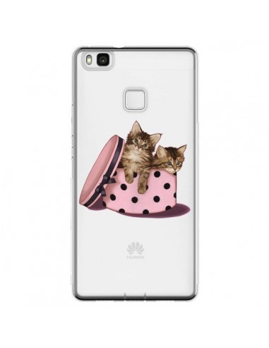 Coque Huawei P9 Lite Chaton Chat Kitten Boite Pois Transparente - Maryline Cazenave