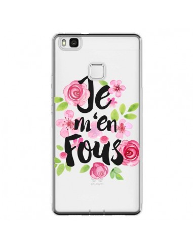 Coque Huawei P9 Lite Je M'en Fous Fleurs Transparente - Maryline Cazenave