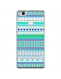 Coque Huawei P9 Lite Chenoa Bleu Azteque - Monica Martinez