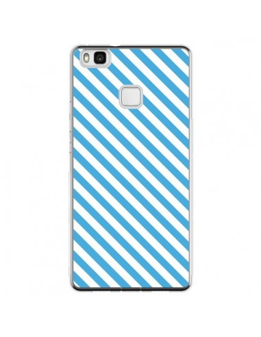 Coque Huawei P9 Lite Bonbon Candy Bleue et Blanche Rayée - Nico