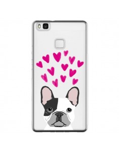 Coque Huawei P9 Lite Bulldog Français Coeurs Chien...