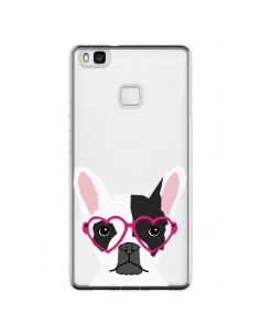 Coque Huawei P9 Lite Bulldog Français Lunettes Coeurs...
