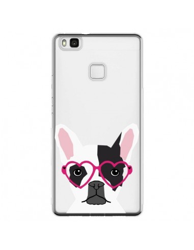 Coque Huawei P9 Lite Bulldog Français Lunettes Coeurs Chien Transparente - Pet Friendly