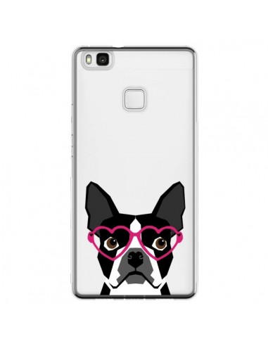 Coque Huawei P9 Lite Boston Terrier Lunettes Coeurs Chien Transparente - Pet Friendly