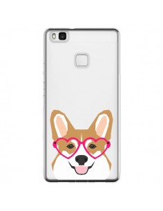 Coque Huawei P9 Lite Chien Marrant Lunettes Coeurs...
