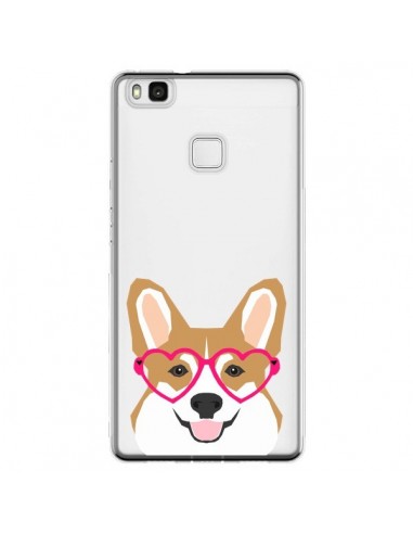 Coque Huawei P9 Lite Chien Marrant Lunettes Coeurs Transparente - Pet Friendly