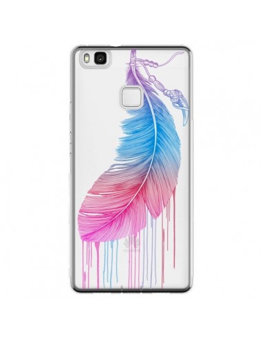 Coque Huawei P9 Lite Plume Feather Arc en Ciel Transparente - Rachel Caldwell