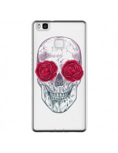 Coque Huawei P9 Lite Tête de Mort Rose Fleurs...