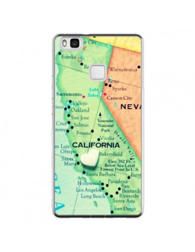 Coque Huawei P9 Lite Carte Map Californie - R Delean