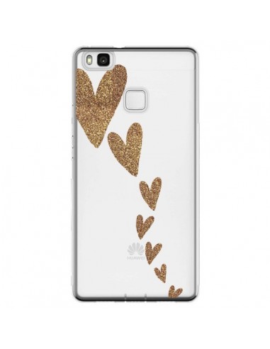 Coque Huawei P9 Lite Coeur Falling Gold Hearts Transparente - Sylvia Cook