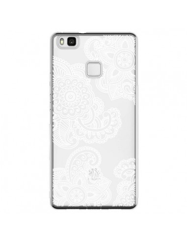 Coque Huawei P9 Lite Lacey Paisley Mandala Blanc Fleur Transparente - Sylvia Cook