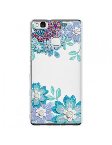 Coque Huawei P9 Lite Winter Flower Bleu, Fleurs d'Hiver Transparente - Sylvia Cook