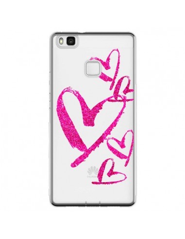Coque Huawei P9 Lite Pink Heart Coeur Rose Transparente - Sylvia Cook
