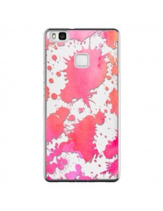 Coque Huawei P9 Lite Watercolor Splash Taches Rose Orange...