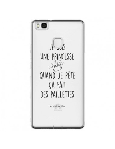 Coque Huawei P9 Lite Je suis une princesse quand je pète ça fait des paillettes Transparente - Les Vilaines Filles