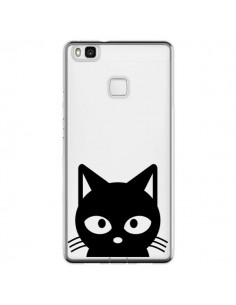 Coque Huawei P9 Lite Tête Chat Noir Cat Transparente -...