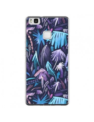 Coque Huawei P9 Lite Brushstrokes Tropical Palms Navy - Ninola Design