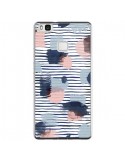 Coque Huawei P9 Lite Watercolor Stains Stripes Navy - Ninola Design