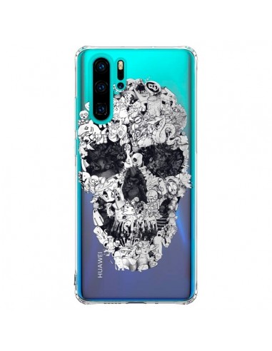 Coque Huawei P30 Pro Doodle Skull Dessin Tête de Mort Transparente - Ali Gulec