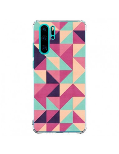 Coque Huawei P30 Pro Azteque Triangle Rose Vert - Eleaxart