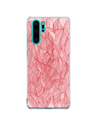 Coque Huawei P30 Pro Courbes Meandre Rouge Cerise -  Léa Clément