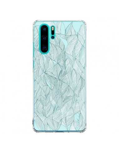 Coque Huawei P30 Pro Courbes Meandre Bleu Vert Nuageux -  Léa Clément