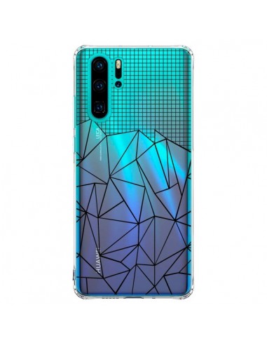 Coque Huawei P30 Pro Lignes Grille Grid Abstract Noir Transparente - Project M