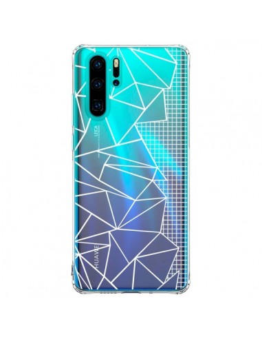 Coque Huawei P30 Pro Lignes Grilles Side Grid Abstract Blanc Transparente - Project M