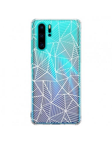 Coque Huawei P30 Pro Lignes Grilles Triangles Full Grid Abstract Blanc Transparente - Project M